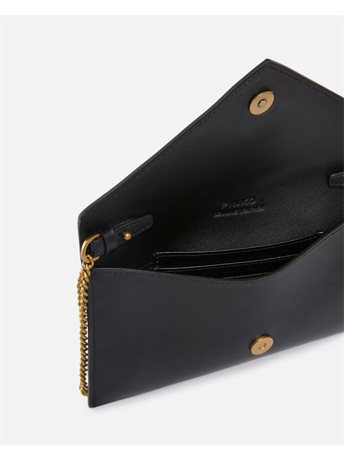 Borsa a bustina piccola in pelle liscia con logo Love Birds PINKO | 105347A0F1/Z99Q